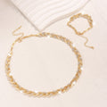Women's Personality Affordable Luxury Willow Leaf Diamond Bracelet & Necklace Set