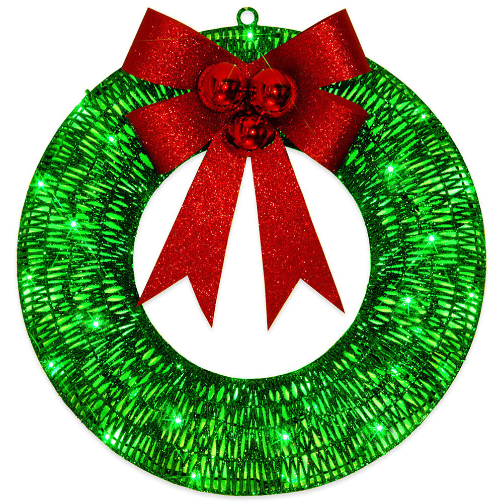 50CM LED Christmas Wreath with Bowknot | Luminous Front Door Holiday Garland