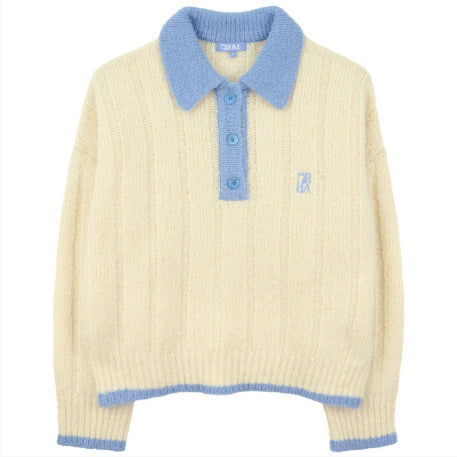 Women's Preppy Collar Contrast Color Loose Sweater
