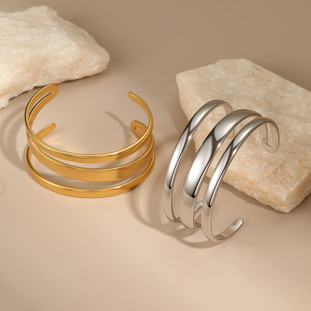 Stainless Steel Simple Opening Bracelet – Minimalist Adjustable Bangle for Women