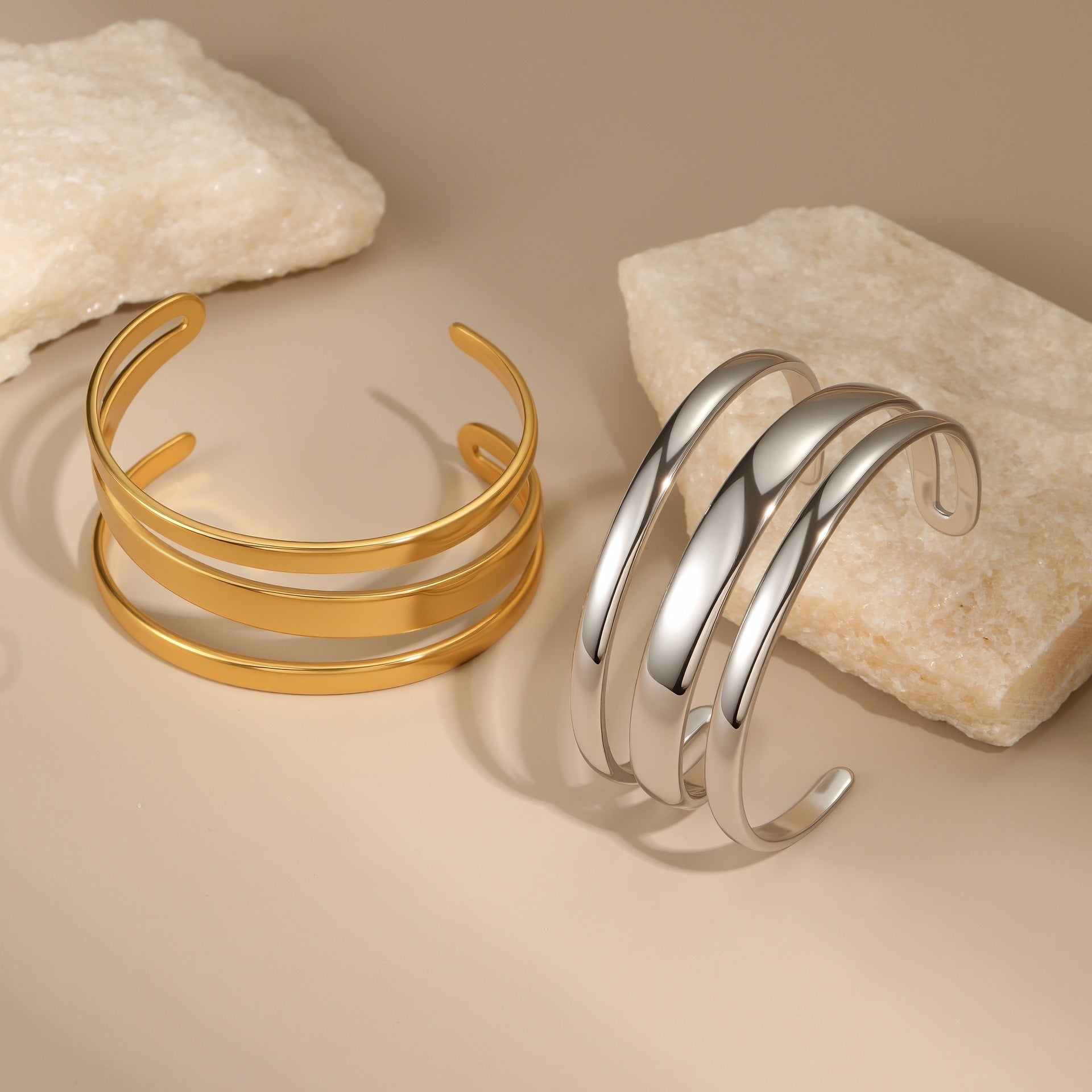 Stainless Steel Simple Opening Bracelet – Minimalist Adjustable Bangle for Women