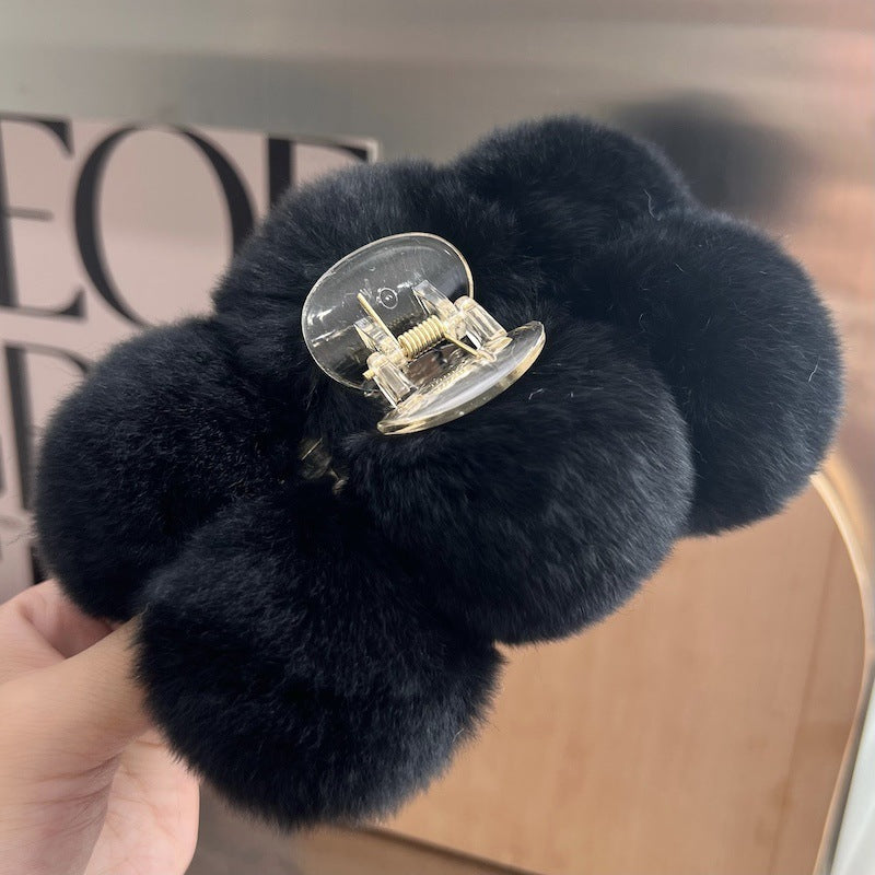 Korean Real Otter Fur Hair Clip for Women – Elegant Hair Accessory
