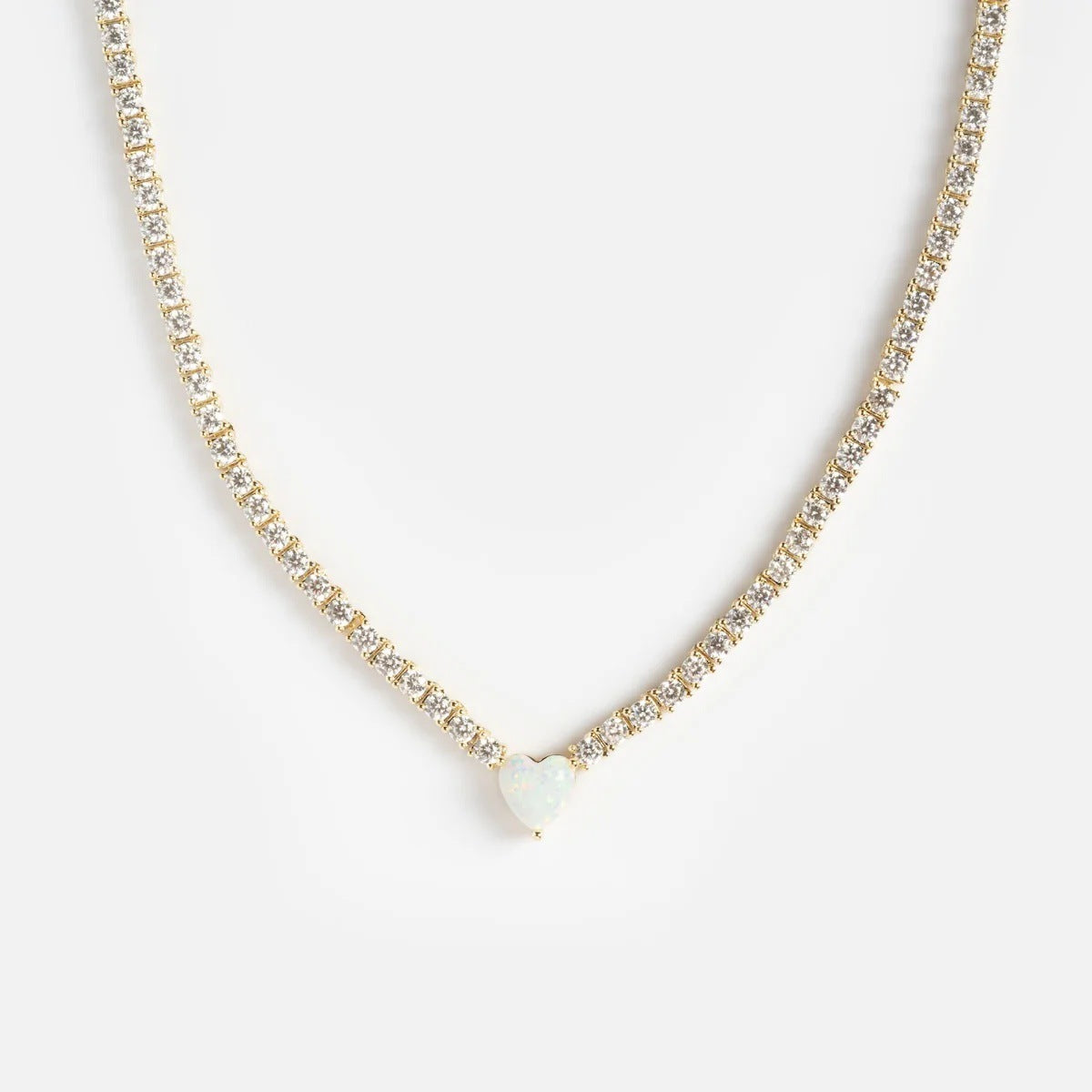 Opal Moon Diamond Clavicle Necklace – Elegant Women’s Jewelry