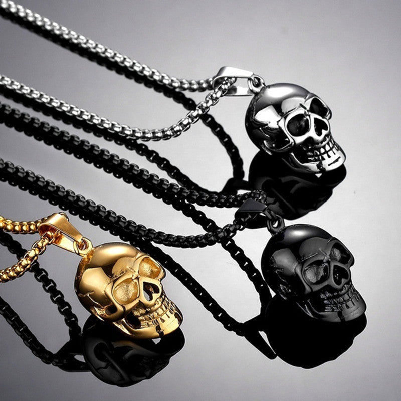 Men’s Halloween Skull Necklace – Punk Titanium Steel Fashion Accessory