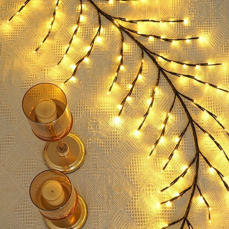 LED Christmas Leaves Rattan Lamp | Indoor Bedroom Holiday Décor