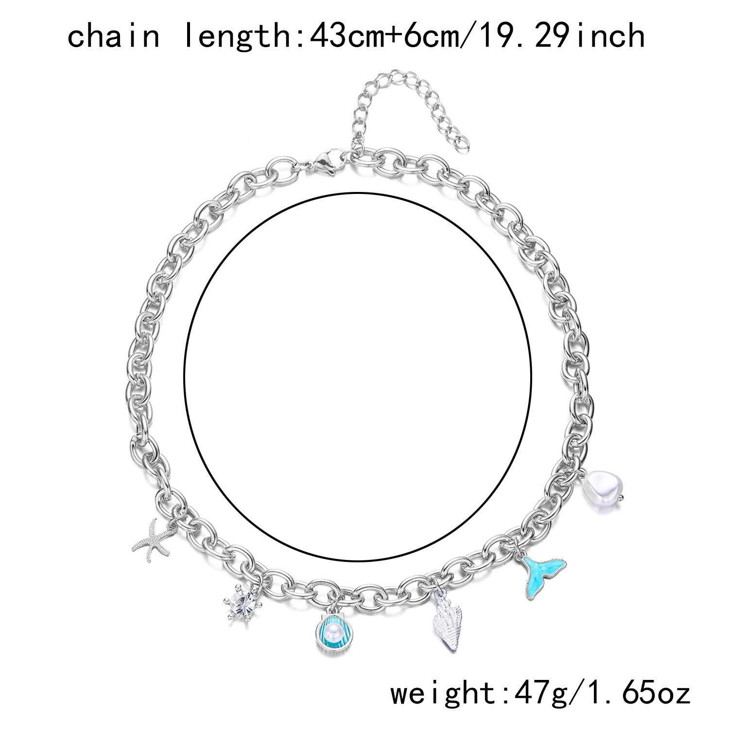 Women's Fashion Starfish Pearl Shell Fishtail Multi-Pendant Necklace & Bracelet Set