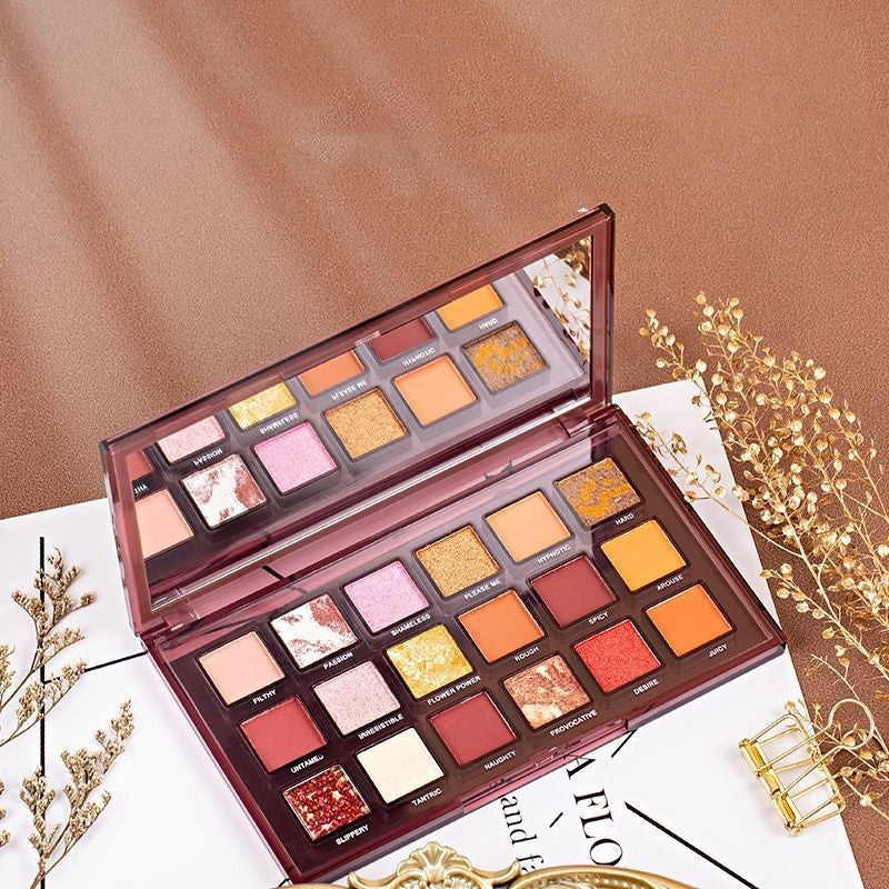 18-Color Makeup Eye Shadow Palette | Matte & Shimmer Bead Shades