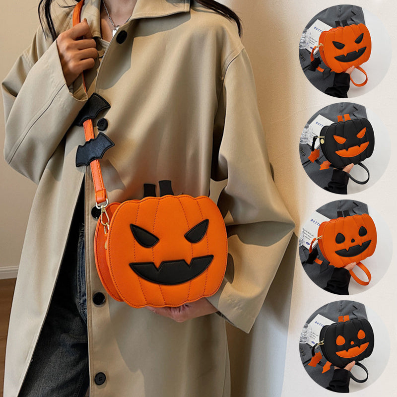 Halloween Pumpkin Crossbody Bag | Funny Cartoon Bat Shoulder Bag for Women