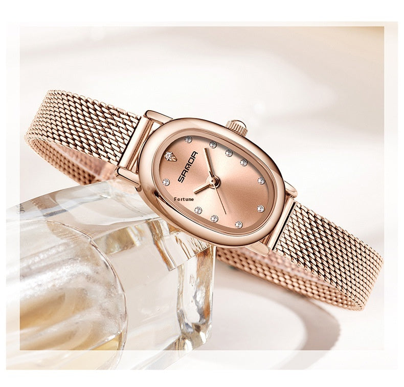 Women's Quartz Watch | Leather & Steel Strap Waterproof Timepiece