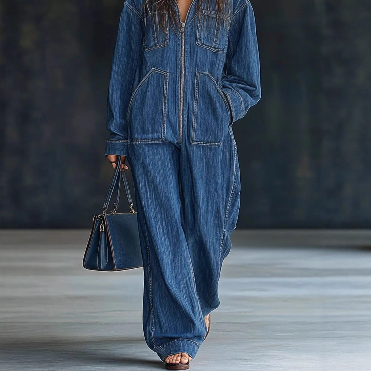 Women’s Hooded Overall Jeans – European & American Style