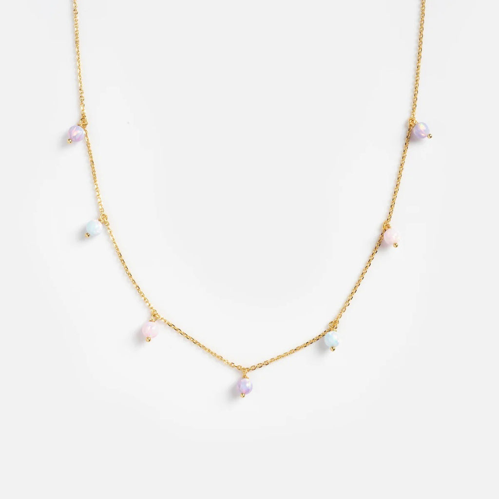 Opal Moon Diamond Clavicle Necklace – Elegant Women’s Jewelry